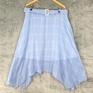 Womens Skirt 16 Plaid Midi Boho Fairy Belted Handkerchief Gauzy Summer Flowy‎